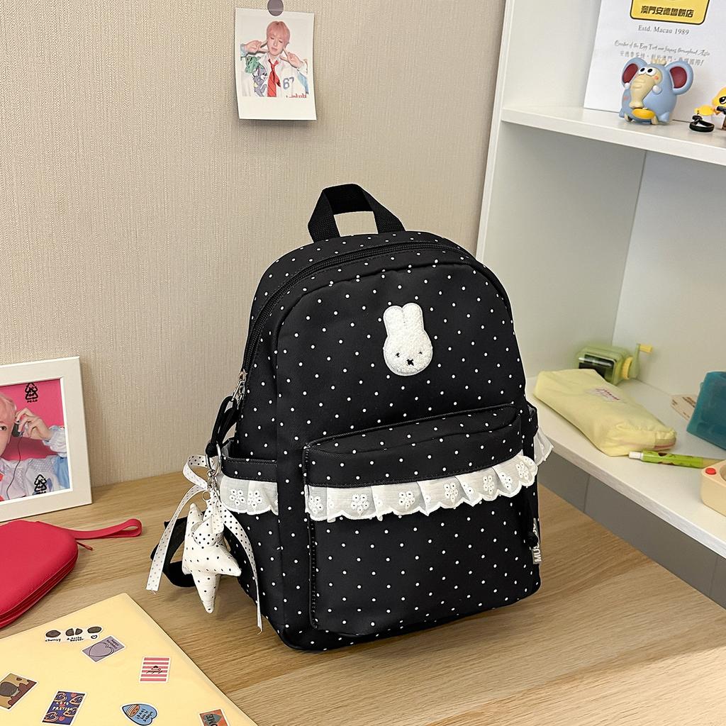 Schoolbag Korean version of the new sweet and cute lace large capacity junior high school student schoolbag polka dot small fresh backpack female