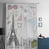 Set Of Paris Eiffel Towerletteringdressfaschion Elements Chiffon Sheer Curtains Living Room Bedroom Window Voiles Tulle Curtain