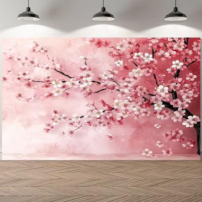 2D Aquarel Kersenbloesem Wandkleed Roze Sakura Bloesem Achtergronddoek