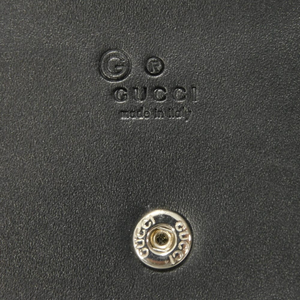 Used 9539 Guccissima Card Holder 779844 CWC1N 4009 7946 Bifold Flap Gusset Compartment with GG Embossing Black Men's