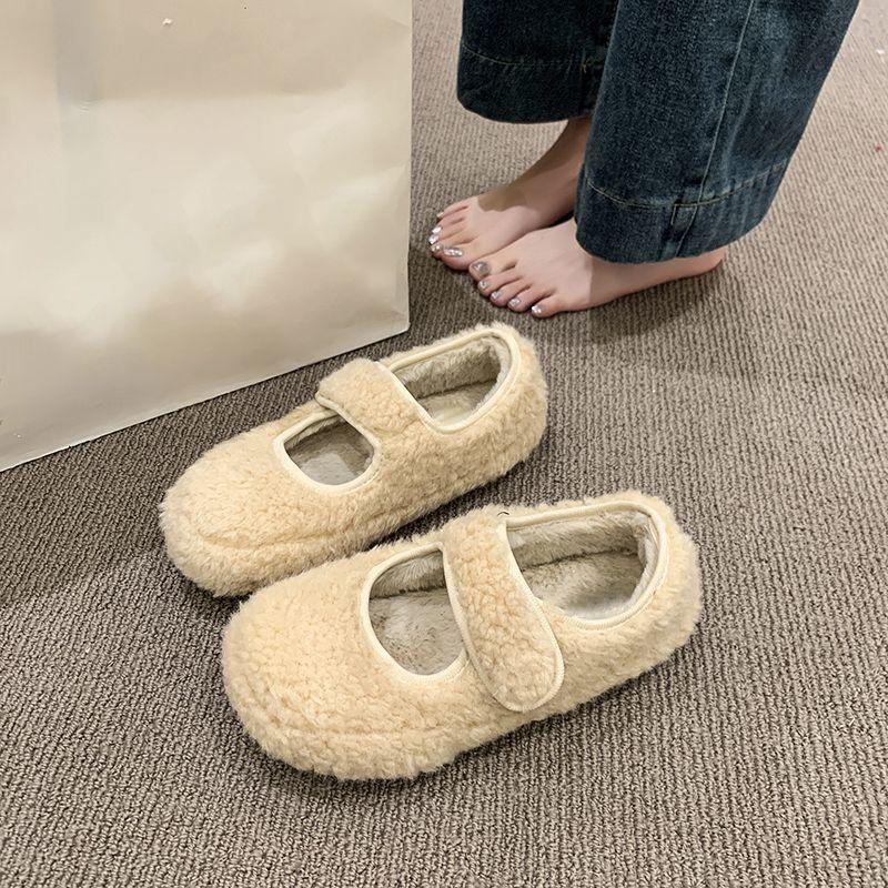 Fairy Wind Comfortable Versatile Cotton Shoes Female 2025 Autumn and Winter New Velcro Warm Flat Bottom Velvet Cotton Shoes Female