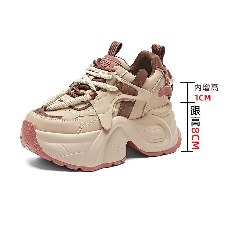 Thick-soled inner heightening dad shoes women's versatile breathable casual women's shoes 2025 spring and summer sports shoes children's high value
