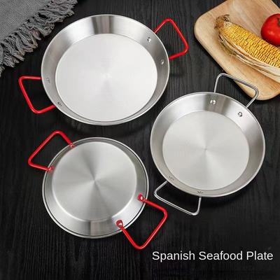 20cm Stainless Steel Mini Flat Fry Pan Non-Stick Kitchen Cookware for Seafood Rice Pot Salad Pasta Plate Cookware Pot