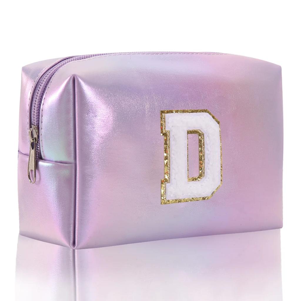 Octagonal Embroidered Letter Makeup Bag Large Capacity Travel Toiletries Storage Bag Handbag Cosmetic Bag Makeup Pouch Organizer