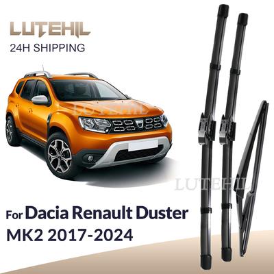 LUTEHIL Wiper For Dacia Renault Duster MK2 2017-2024 Front&Rear Wiper Blades Windshield Windscreen Window Brushes 24"+18"+12"