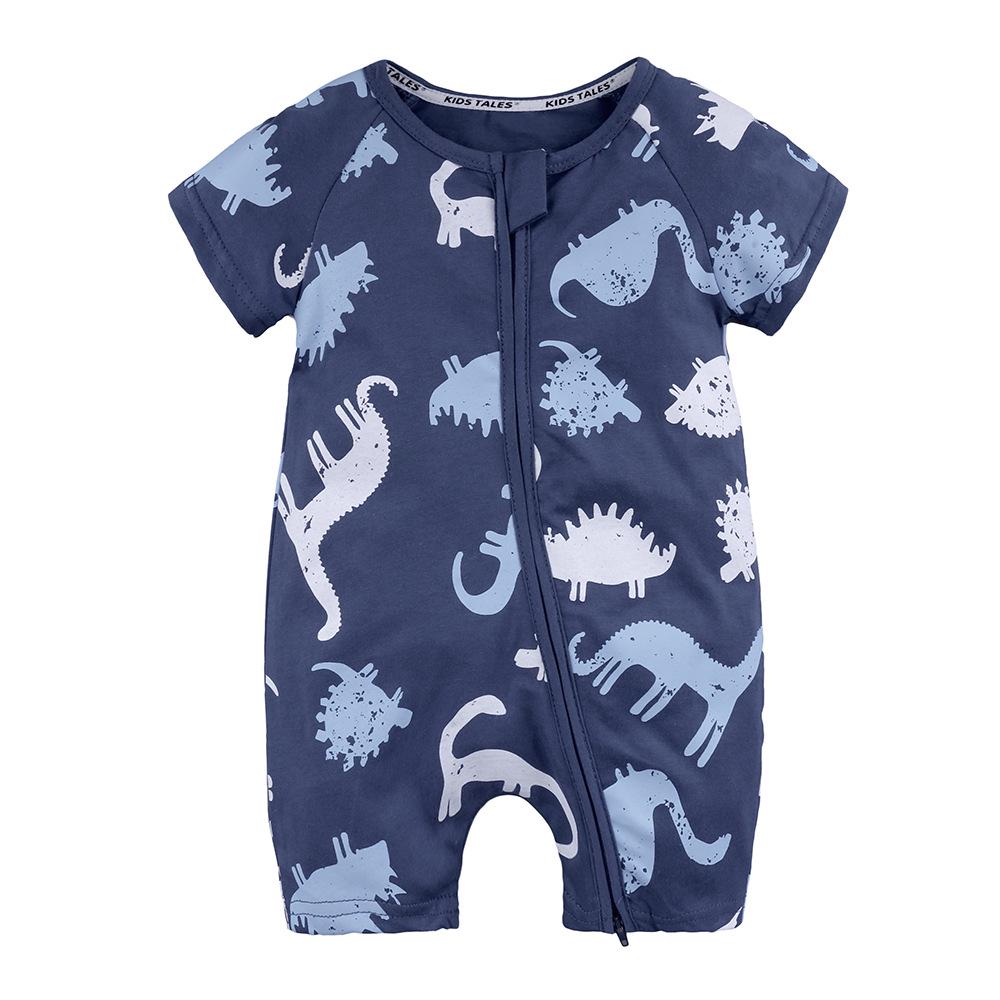Kids Tales Lion Romper: Newborn Short Sleeve Double Zipper Jumpsuit