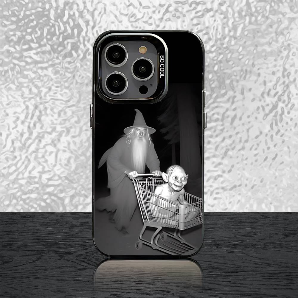 L-Lord of the R-Rings Gollum Phone Case For iPhone 16,15,14,13,12,11,Pro,Max,Plus,Mini,SE Grey Black Matte Laser Back Cover