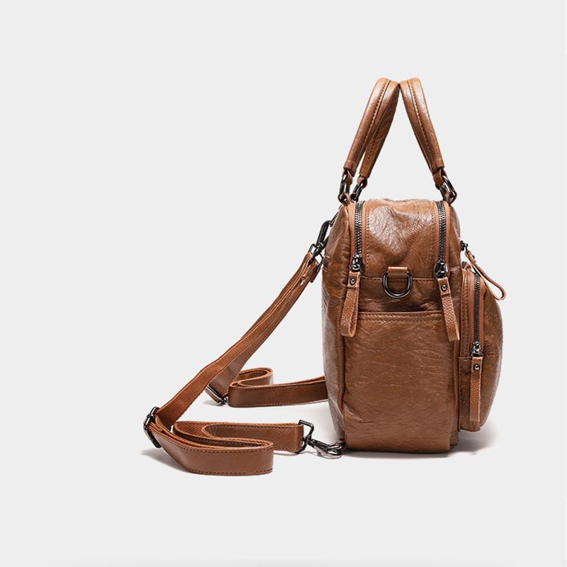 3in1 Retro Genuine Leather Women Backpacks Soft Cowhide Small Backpack Natural Leather Shoulder Crossbody Bag Commuting Daypack