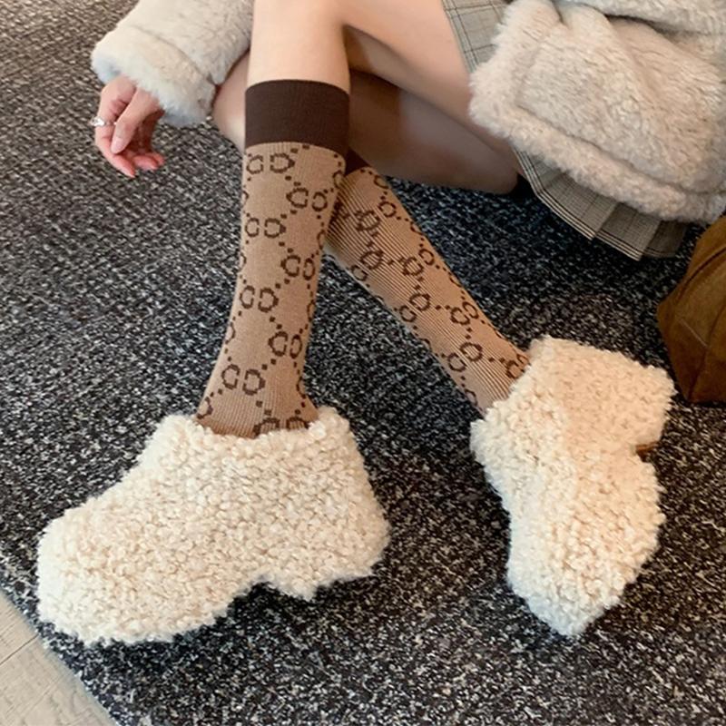 2026New High Heels Women's Cotton Slippers Fur Platforn Casual Warm Mules Shoes Fashion Short Plush Winter Snow Boots Para Mujer