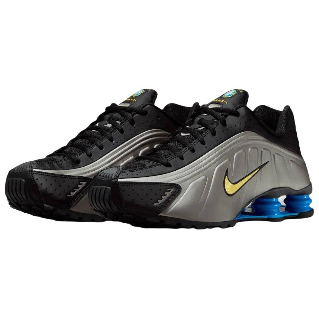 Nike Tênis Masculino Shox R4 Brasil Preto Canário-Metálico-Chumbo-Azul Claro-Foto-Branco IO8134-001