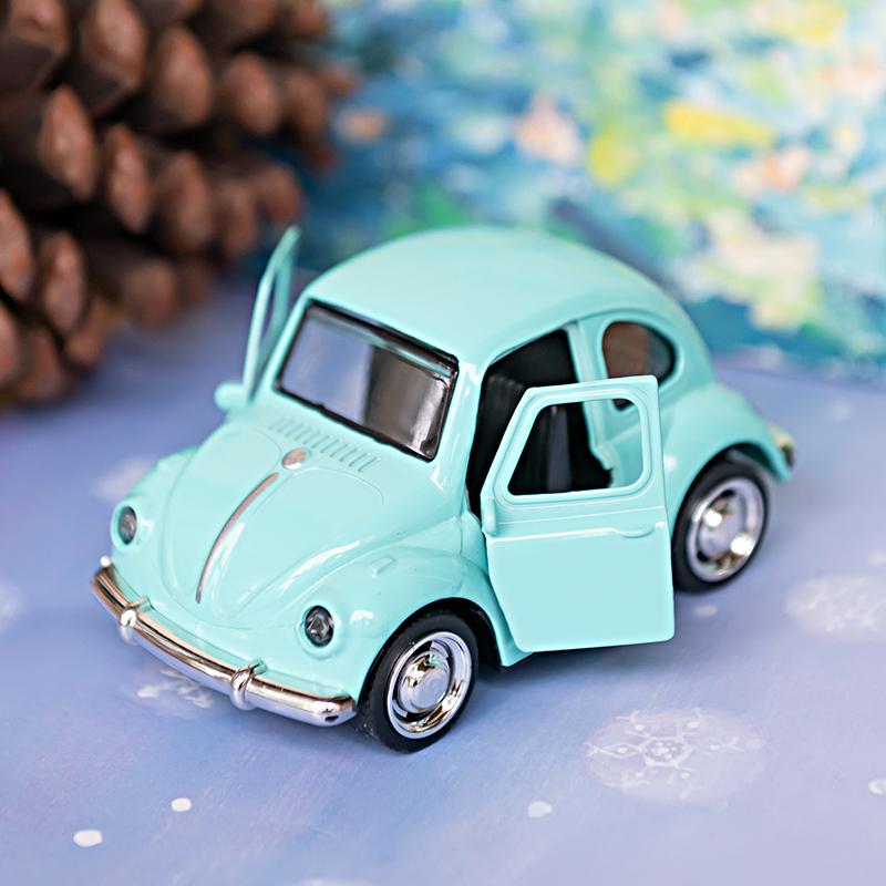 1:43 Alloy Diecast Cartoon BEETLE Vintage Car Model Classic PullBack Car Miniature Vehicle Replica For Collection Gift