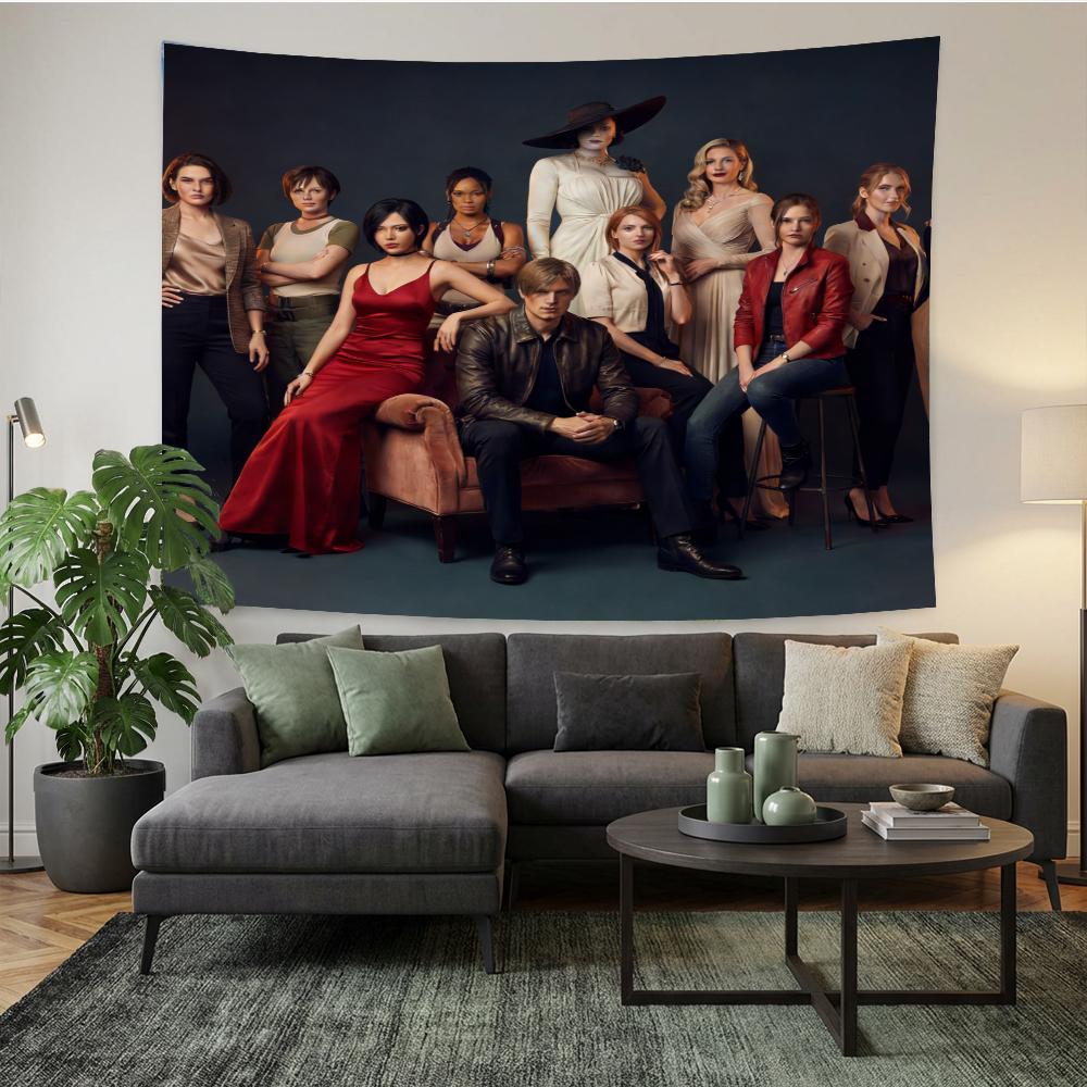 

Resident Evil Group Photo Tapestry Soft Textured Wall Hanging Decor for Cafe Studio Lounge Bedroom Sofa Horror Game Fan 74x94cm(29x37in)
