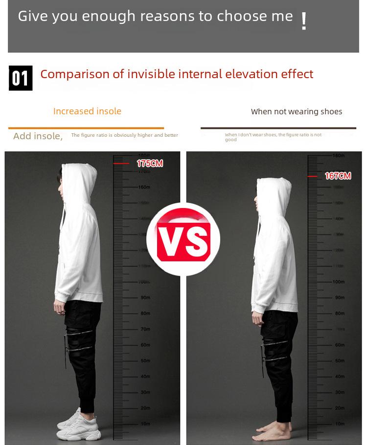 Men's 2022 Summer Height-Increasing Sports Sneakers, Trendy Dad Shoes, 8cm Invisible Lift, Boost Height by 10cm.