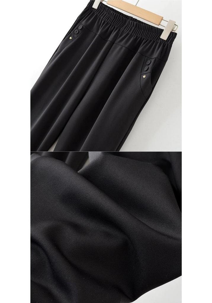 Summer High-Waisted Wide-Leg Pants for Middle-Aged Women