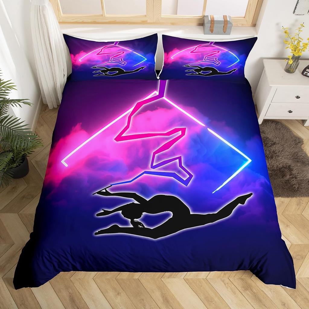 Turnen Bettwäscheset Queen-Size Kinder Schlafdecke Bezugset für Jungen Mädchen Teenager Camouflage Camo Bettbezug Sportthema