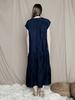 PINBLACK Satin Shirred Dress Navy