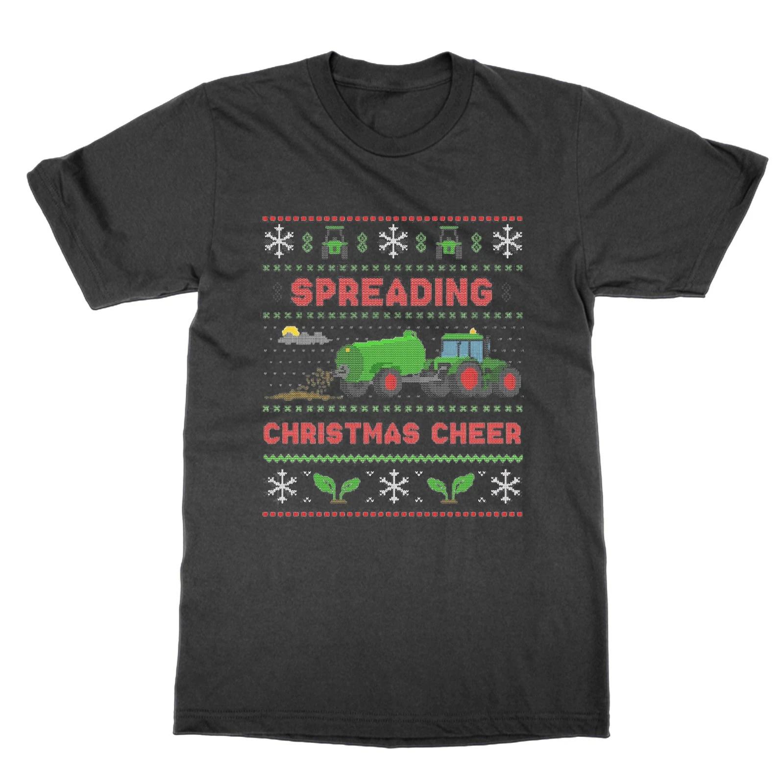 Spreading Christmas Cheer Farmer T-Shirt Funny Farming Top L