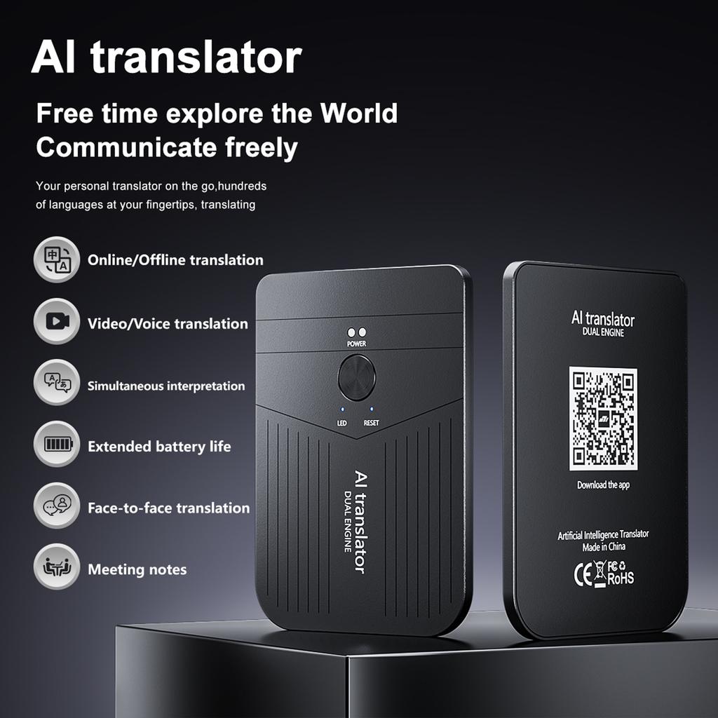 A18 BT5.0 AI Magnetic Translator Rechargeable Ultra-Thin Real-Time Translator Simultaneous 138 Languages for Business Meeting