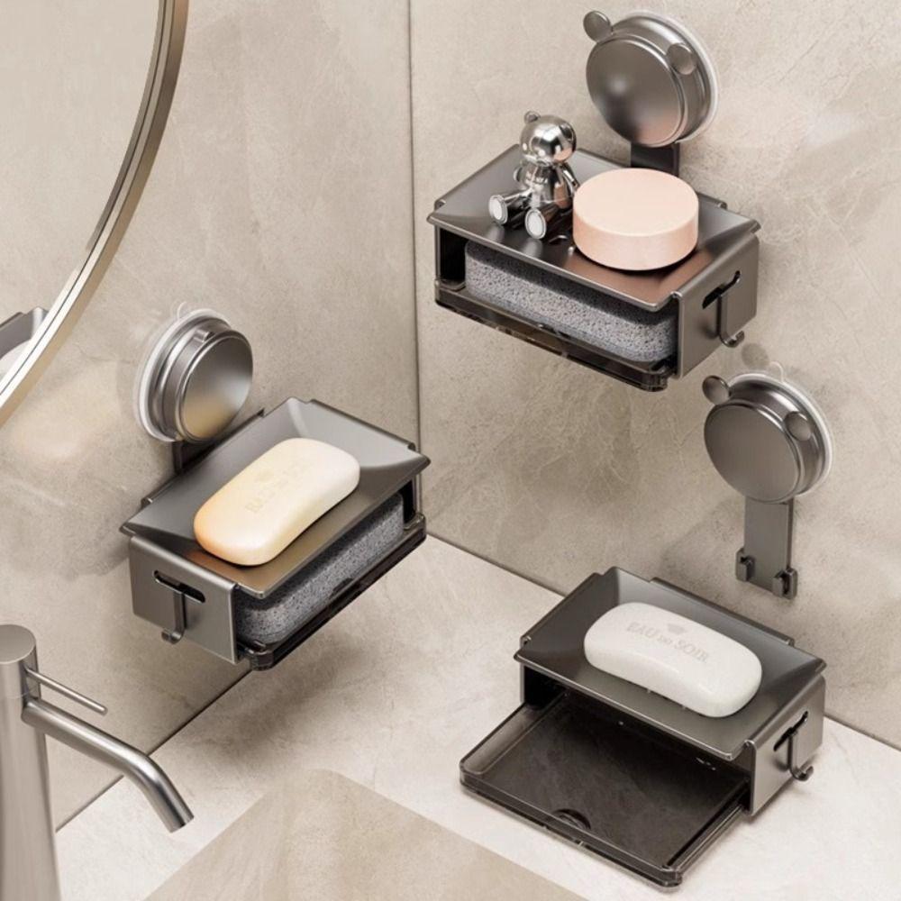Punch-free Soap Holder Aluminum Alloy Soap Rack Creative Storage Shelf  Kitchen Bathroom Organizer