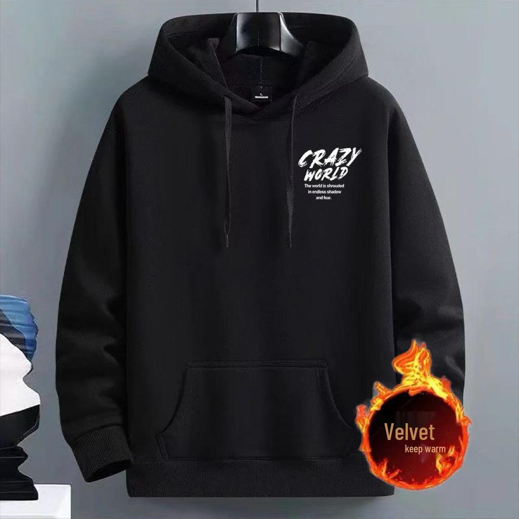 2025 Herren Kapuzenpullover im amerikanischen Stil - Lockerer Schnitt, Wintervelours, Bedruckte Streetwear-Jacke
