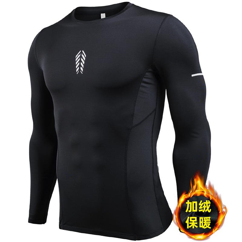 Men's Sports Running T Shirt+ Pants Fleece Thermal Quick Drying Clothes Winter Warm Long Sleeve Tops & Trousers for Running Fitness Training