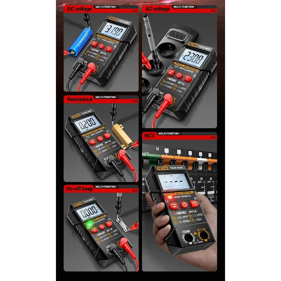 ANENG M114 Digital Multimeter + BT173 Battery Tester 4000 Counts Auto Ranging NCV Backlight Electrical Tool Kit