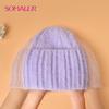 SOMALER Winter Cuff Beanie Angola Rabbit Fur Hats for Women Candy-colored Ski Cap