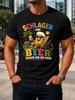 Gerunisex Schlager And Beer Smiling Beer Glass By A Palm Tree Deck And Speaker Colorful Summer Party Unisex All Tshirt