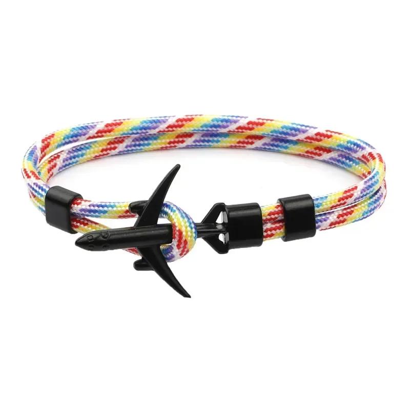 Summer Hot Boeing Airplane Anchor Bracelet Men Nylon Rope Chain Charm Bracelets For Women Survival Aviation Style Sport Bracelet