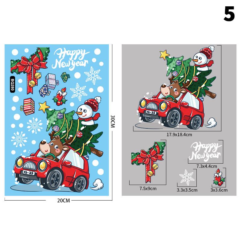 Merry Christmas Window Stickers Santa Claus Elk Snowman Designs For Home 2026 Party Supplies Ornaments Removable Wall Decals