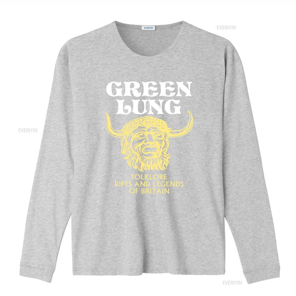 T-shirt Vintage Polmone Verde da Uomo Stampa Riff Folkloristici e Leggende della Gran Bretagna vintage Lavata Unisex Casual Versatile Leggermente