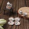 Gift Miniature Home Decoration Flower Pattern Mini Tea Set Kitchen Miniature Dollhouse Accessories
