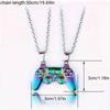 2Pcs Combinable Magnetic Gamepad Pendant Necklace, Colorful Geometric Design, Stylish Couple Daily Fashion Jewelry