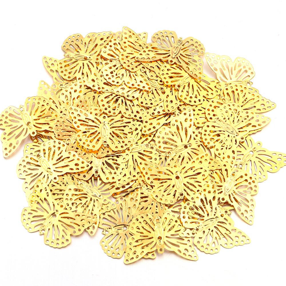 30-50pcs/Lot Iron Hollow Butterfly Accessories DIY Home Decoration Charm Beads for Jewelry Making Hair Accessory Production
