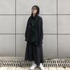Camicetta da donna asimmetrica stile giapponese Top streetwear punk cool camicia nera oversize manica lunga abbottonatura abiti alternativi