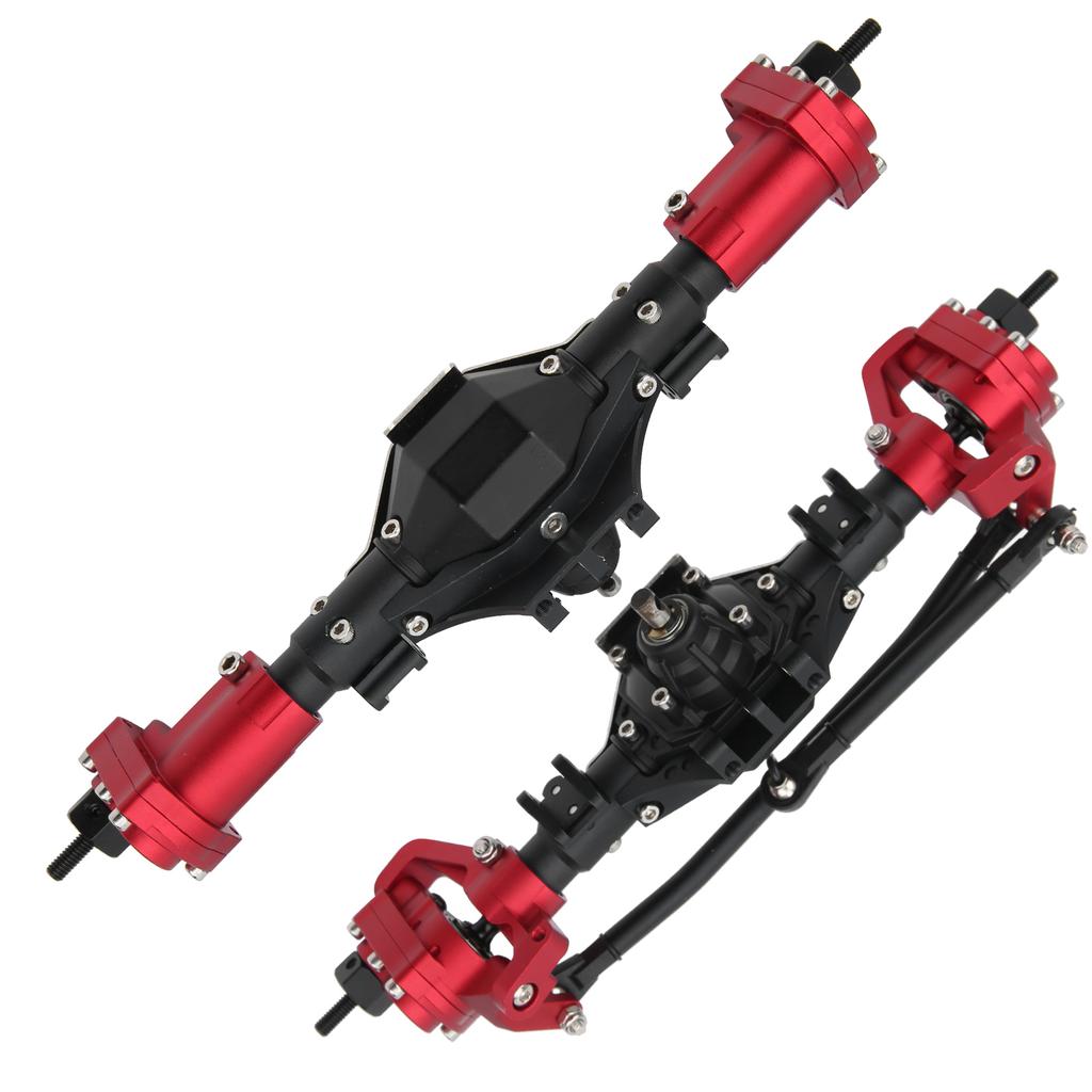 Front Rear Axle Assembly with Drive Shaft Upgrade Parts Fit for Axial SCX10 II 90046 90047(Black Red )