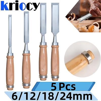 1/5Pcs Wood Chisels Set Sharp Chrome-Vanadium Steel Wood Carving Chisels with Beech Handles Ergonomic Wood Carving Tools