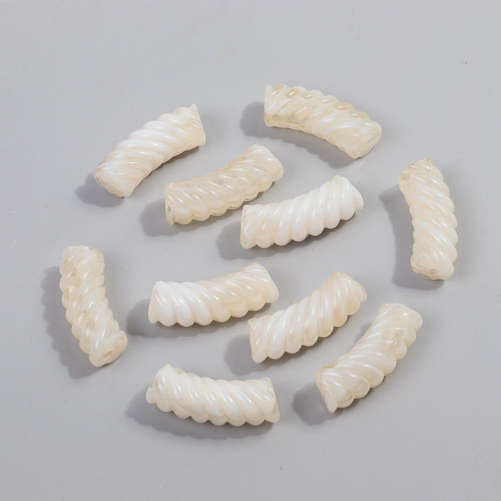 10pcs Acrylic Twist Elbow Tube Loose Beads Bamboo Bent Pipe Spacer Beaded for Bracelet Necklace Making DIY Jewelry Accessories бежевый