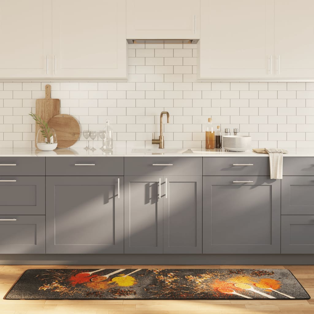 Multi Color Kitchen Rug 60 x 180 cm Washable