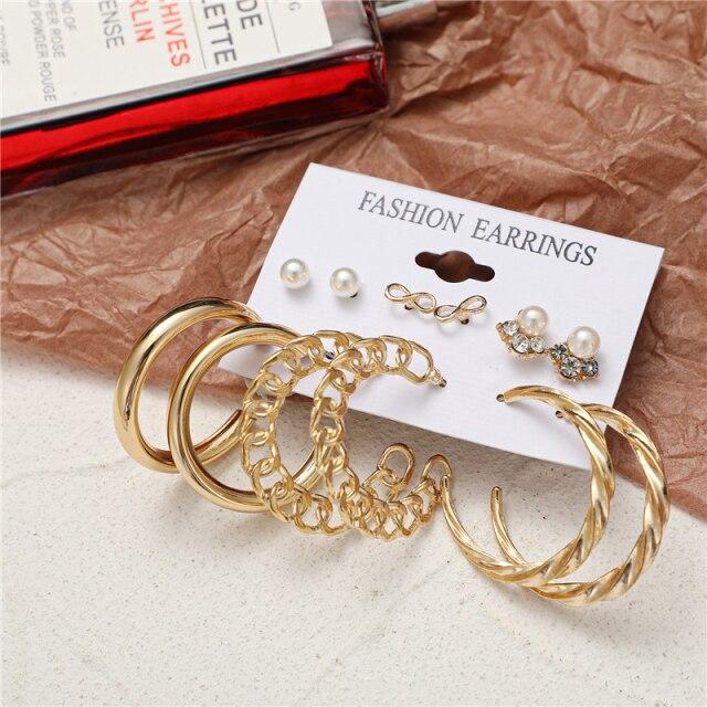 17KM Trendy Geometirc Gold Round Hoop Earrings Set for Women Big Leopard Resin Hoop Earrings 2021Accessories Jewelry Party