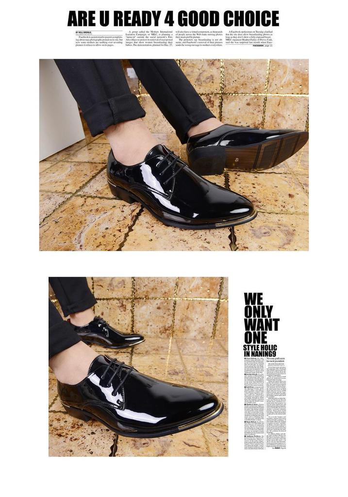 Men's Plus Size Leather Formal Shoes: Trendy Pointed Toe Wedding & Groom Style, Sizes 45-46, Korean Design