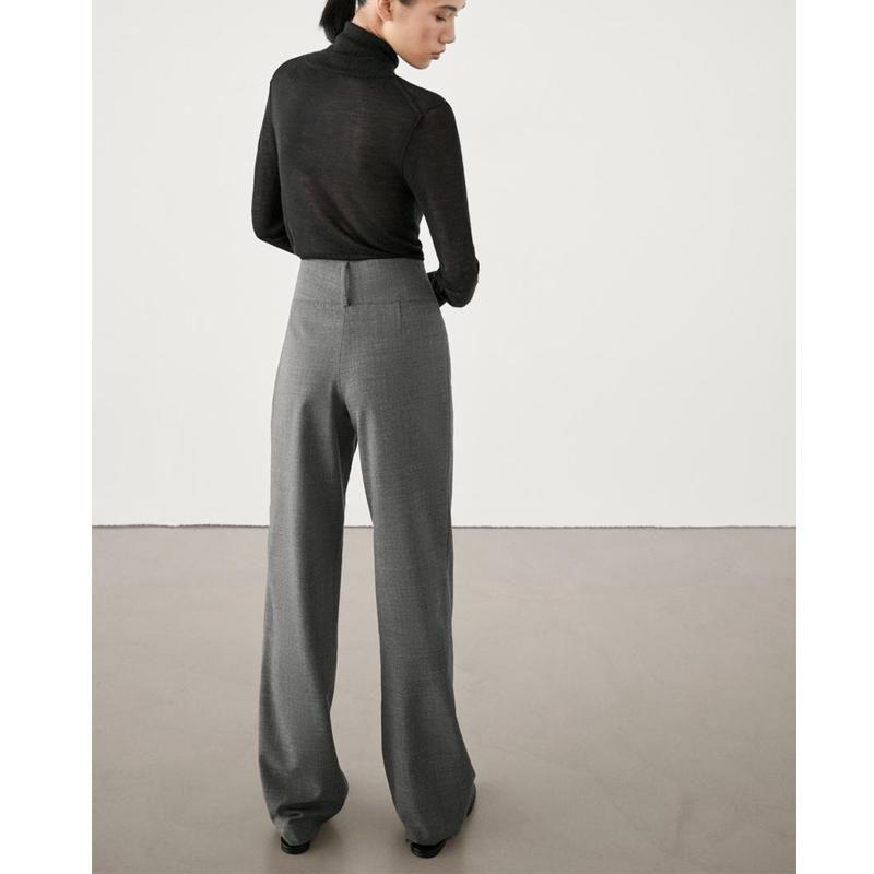 MD Fall and Winter New Arrival Women's Clothing French Commute Style Capable Young Intelligence High Waist Straight-Leg Pants 5003569