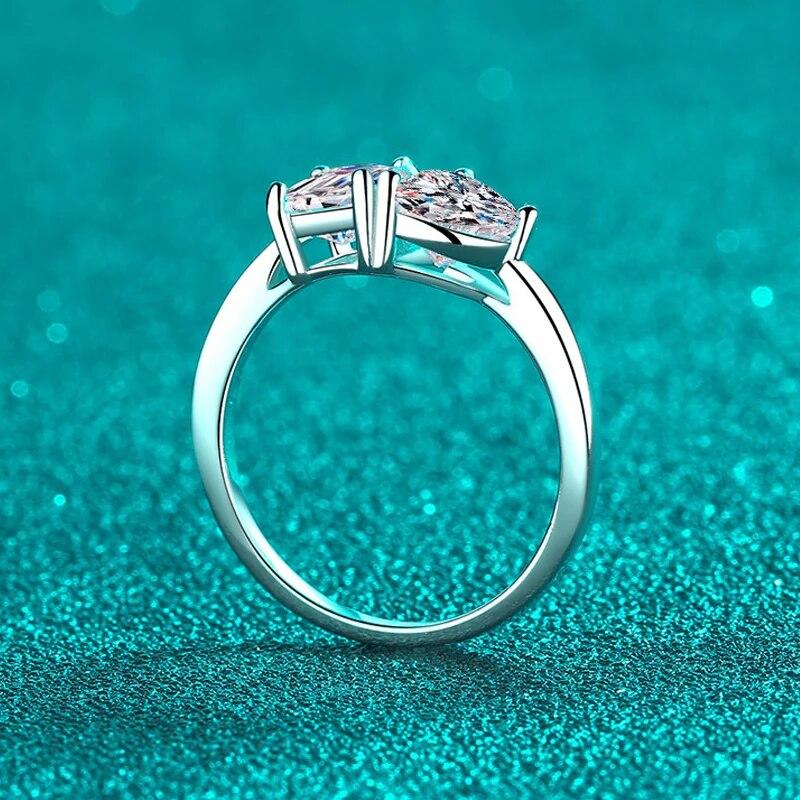 2cttw Heart Cut All Moissanite Rings for Women Emerald/radiant Cut 925 Sterling Silver Female Wedding Ring  GRA