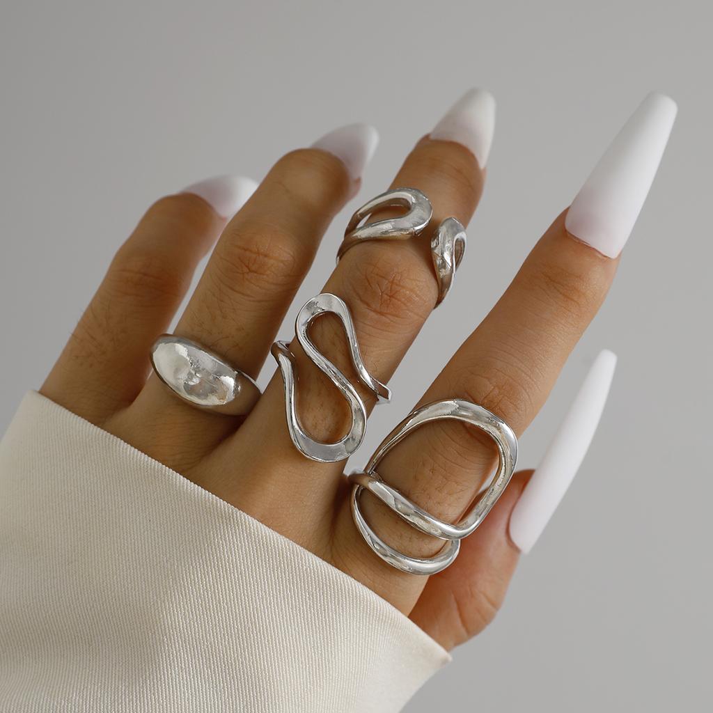 Fashion Elegant Stacking Gold Colour Rings Geometric Design Ring Set Accessories Daily Festival Party Gifts 27910