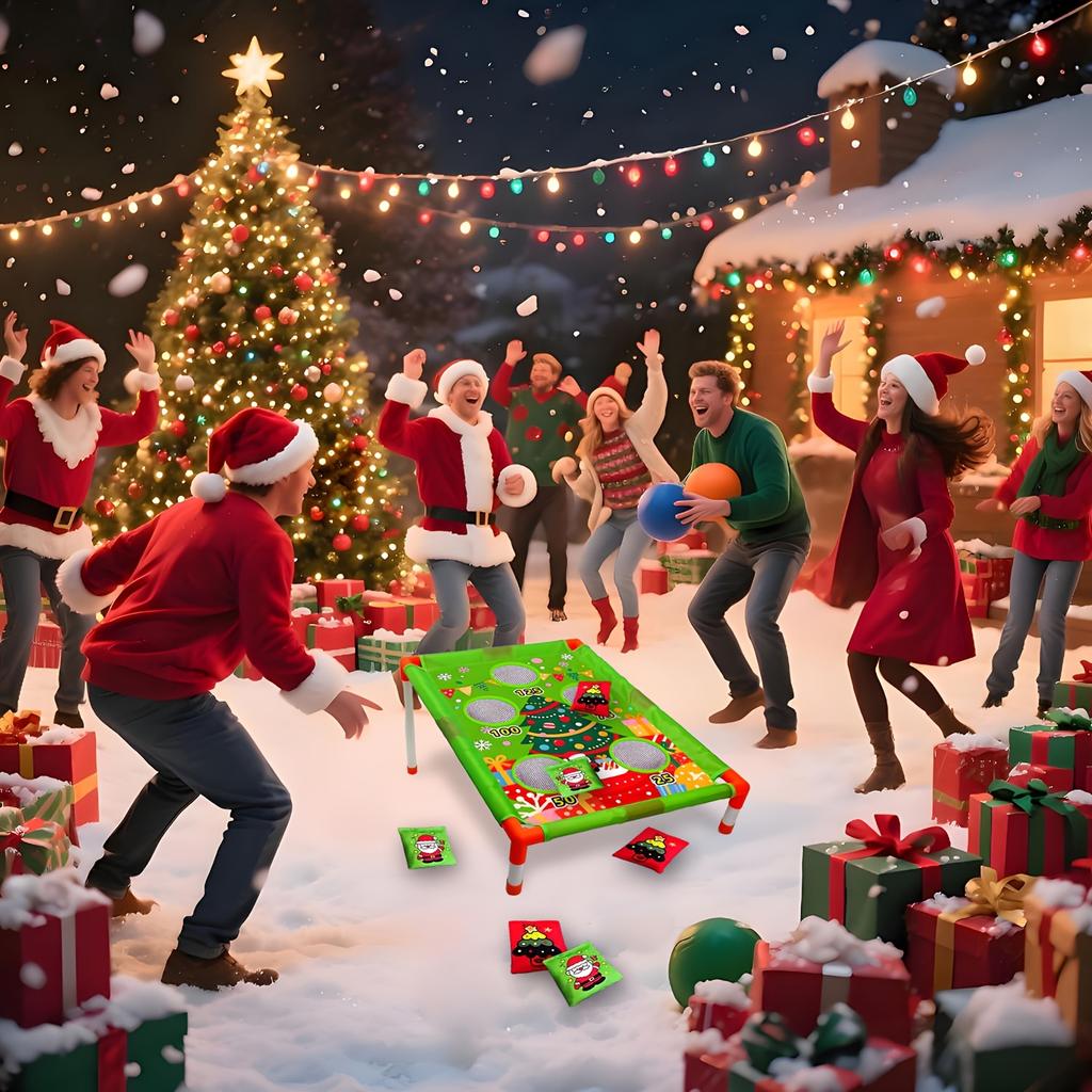 Weihnachten Sitzsäcke Werfen Karnevalsspiele Cornhole Outdoor-Spielzeug für Kinder Hinterhofspiel Sport Rasen-Hofspiele Weihnachtsgeburtstagsgeschenk