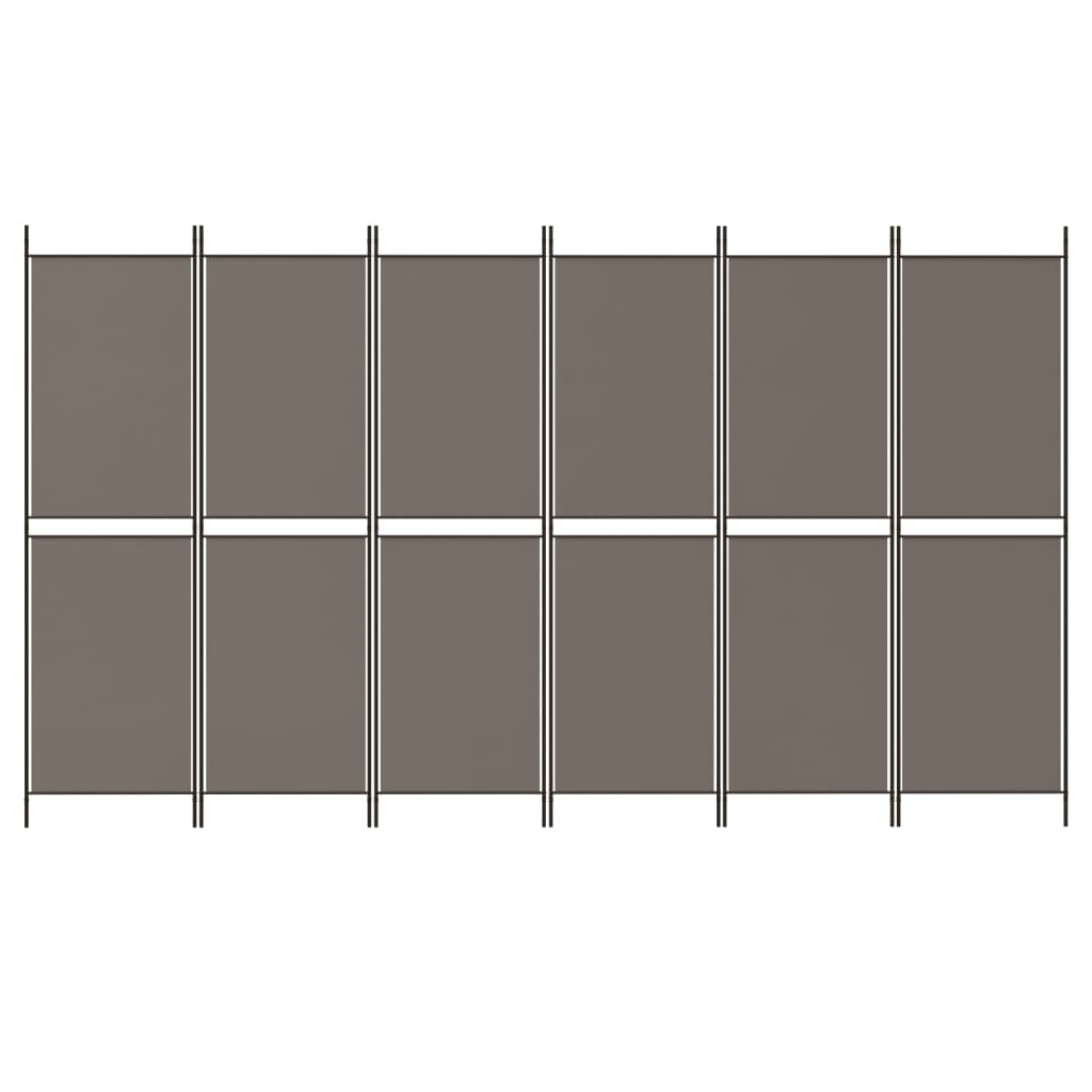 6 Piece Anthracite Room Divider 300 X 180 Cm Fabric