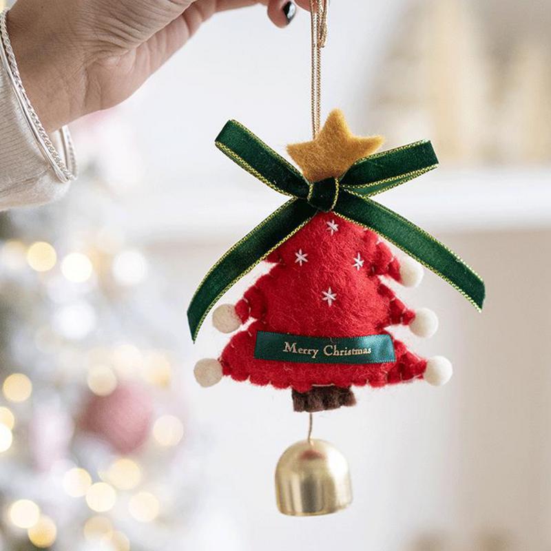 Christmas Felt Ornament with Bell Plush Christmas Tree Bells Christmas Tree Decoration Xmas New Year Hanging Bell