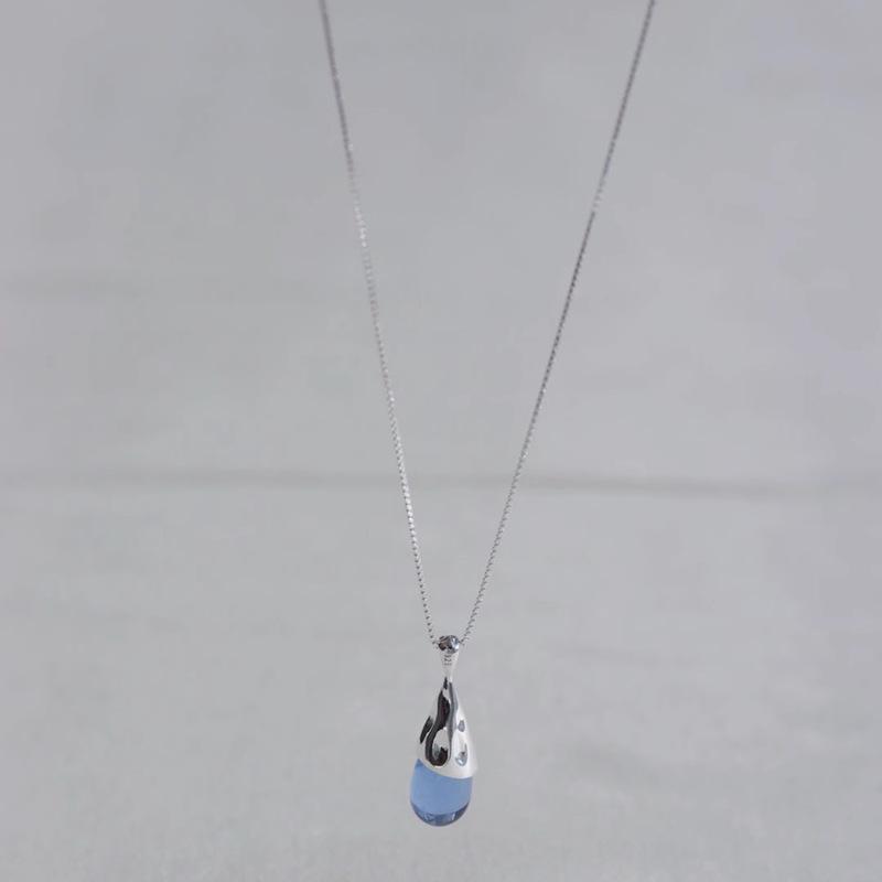 Xiaomi Silberfarben Blau Wassertropfenform Kette Choker Halskette Für Damen Breit Feiner Schmuck Hochzeitsparty Geburtstagsgeschenk