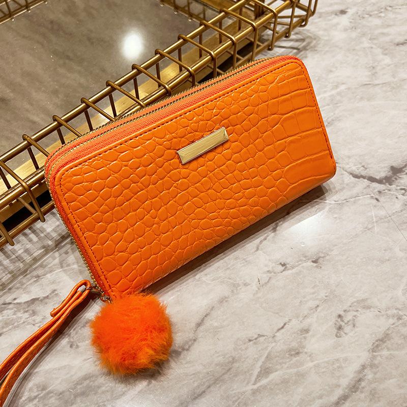 

Женский клатч весна и лето новый длинный кошелек на молнии многокарточный клатч кошелек цельный оранжевый