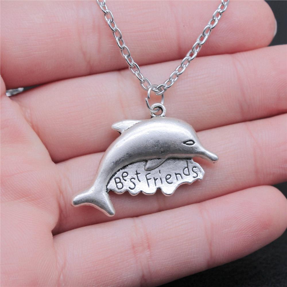 Mermaid Dolphin Ocean Life Pendant Antique Bronze Metal Men Collar Necklace Fashion Gift